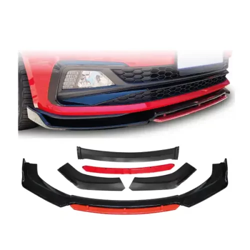 Universal Front Bumper Lip Red-Black Glossy 4 Piece