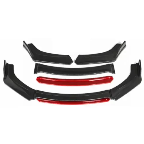 Universal Front Bumper Lip Red-Black Glossy 4 Piece