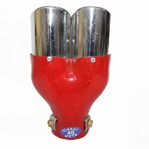 UNIVERSAL CAR DOUBLE EXHAUST PIPE SILENCER COVER / TIP [RED COLOR].