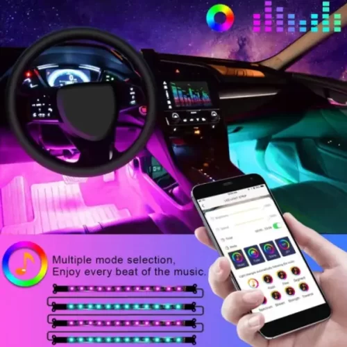 XBJNFHGNM 12 LED Atmosphere Light Neon Interior Light Mobile App Control