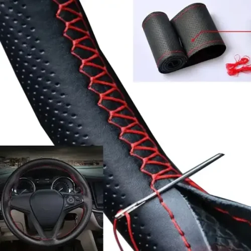 UNIVERSAL UNSTITCH STEERING WHEEL COVER[BLACK/RED]