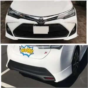 TOYOTA COROLLA X FRONT/BACK COMPLETE BUMPER [WHITE] PAINTED.