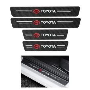 TOYOTA Logo Car Door Floor Panel Guard Carbon Fiber Sticker.