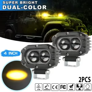 4X4 LED FOG LIGHTS DUAL COLOR WHITE & YELLOW.[2  Pcs]