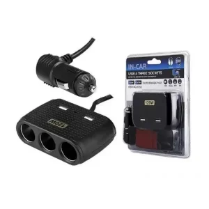 IN-CAR USB& 3 IN ONE SOCKET ADAPTER.